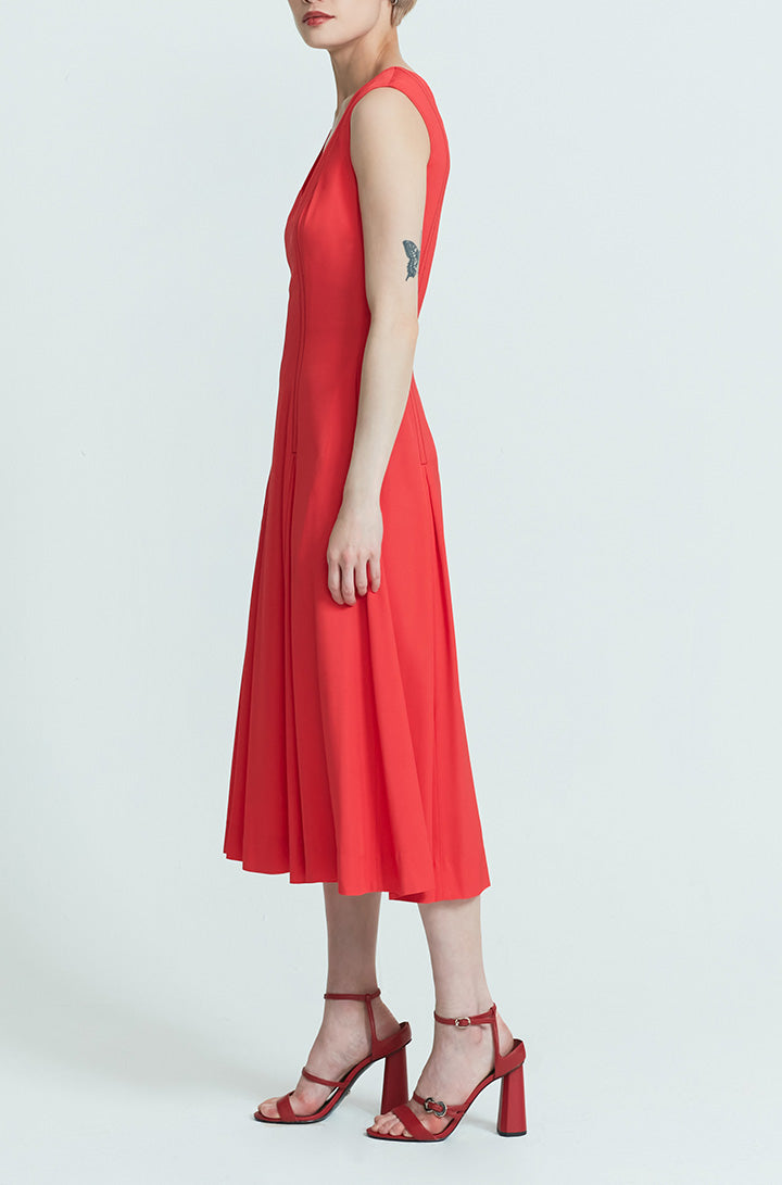 ANDI FIT AND FLARE DRESS in Scarlet