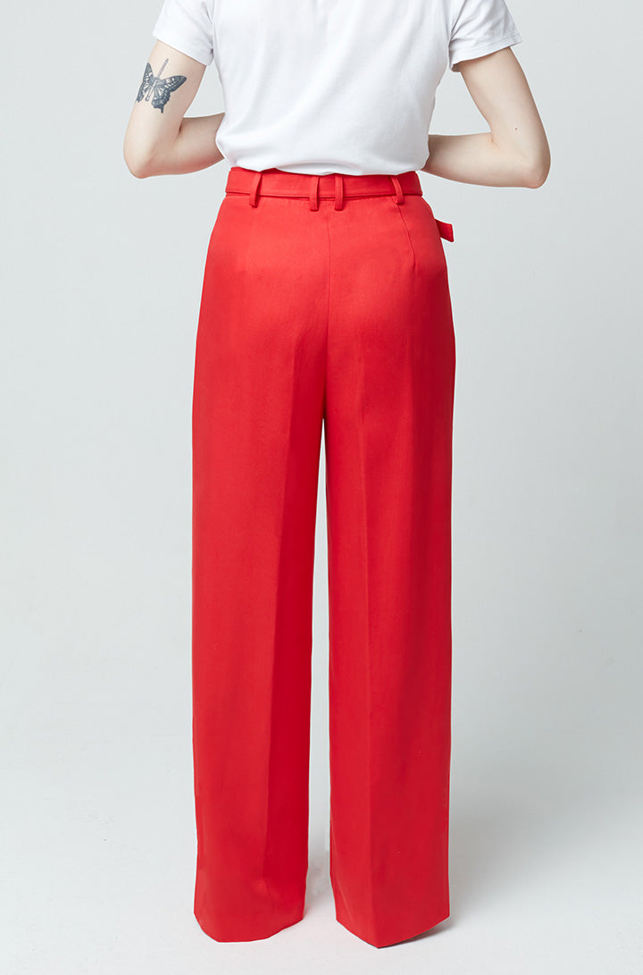 HUEY WIDE LEG TROUSERS in Crimson Red