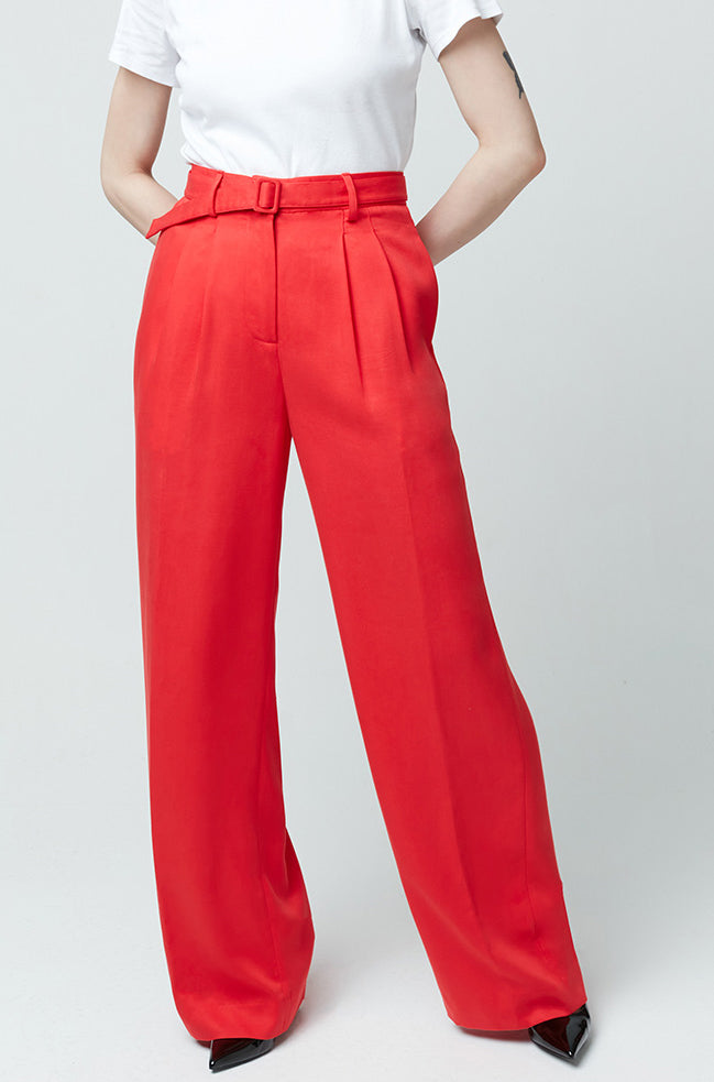 HUEY WIDE LEG TROUSERS in Crimson Red
