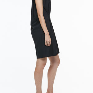 V-NECK DRESS WITH FRONT PLEATS