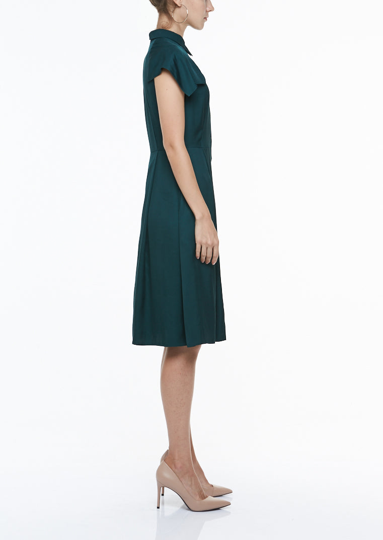 SHIRT DRESS WITH DRAPED SLEEVES