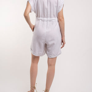 PLAYSUIT WITH FRONT ZIP & SELF FABRIC TIE