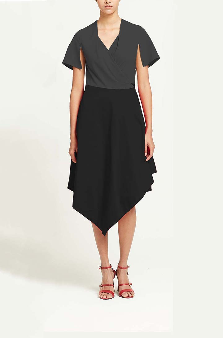 ARTE wrap dress asymmetric skirt with contrast top